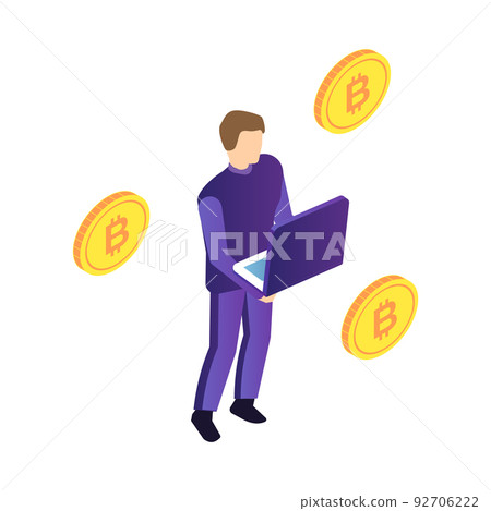 Isometric Cryptocurrency Man Composition 92706222