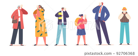 Set of Male and Female Characters Hiding Faces Behind Social Masks With Fake Positive Emotions. Disguising Real Feelings Set of Male and Female Characters Hiding Faces Behind Social Masks With Fake Positive Emotions. Disguising Real Feelings 92706368
