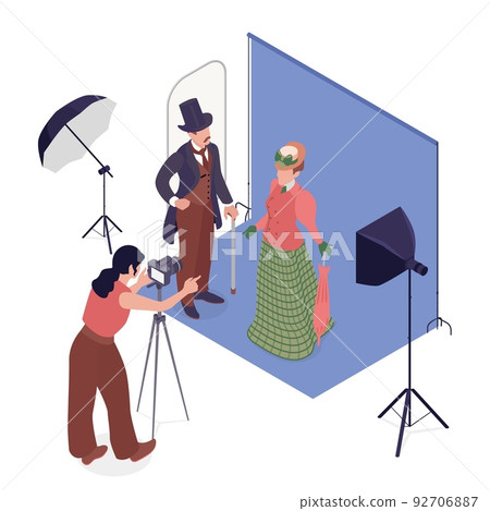 Cosplay Photo Session Isometric Illustration 92706887