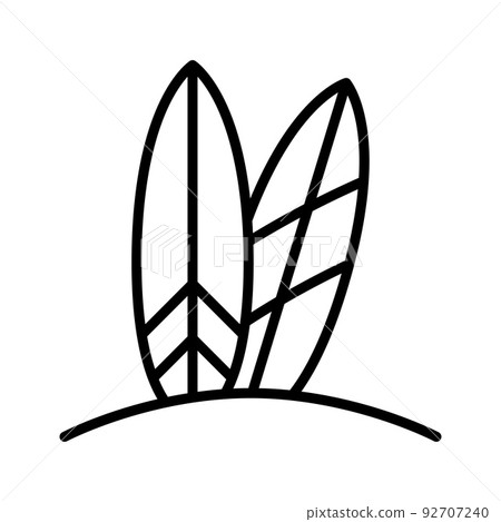 Surf board icon. Beach surfboard. Pictogram isolated on a white background. 92707240