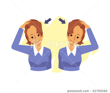 Head to shoulder tilt exercise to prevent neck pain vector illustration isolated. 92708560