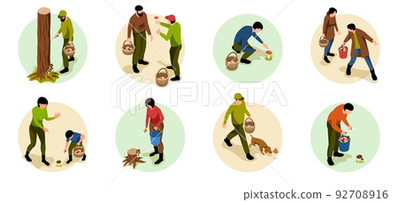 Mushroom Pickers Round Compositions 92708916