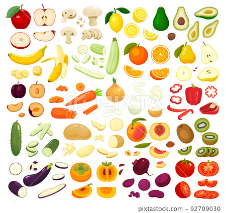 Sliced Fruits Vegetables Set 92709030