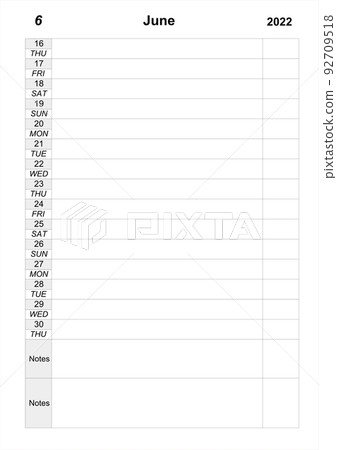 business calendar. Planner for june 2022. work organizer. monthly planner 92709518