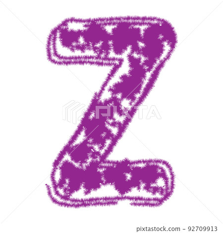 Purple uppercase letter with fur effect isolated on white background. 92709913