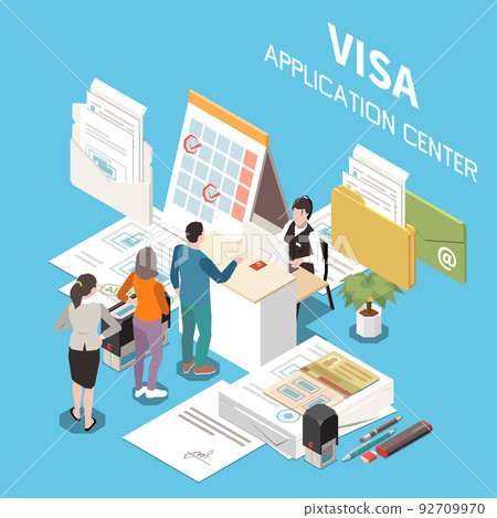 Visa Application Center Isometric Background 92709970
