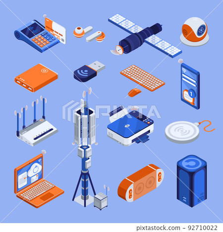Wireless Technology Isometric Icons Set - Stock Illustration [92710022 ...