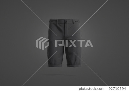 Blank black men shorts mockup, dark background - Stock Illustration