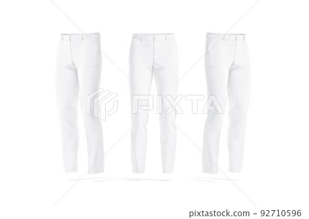 Blank white man pants mockup, front and side view Blank white man pants mockup, front and side view 92710596