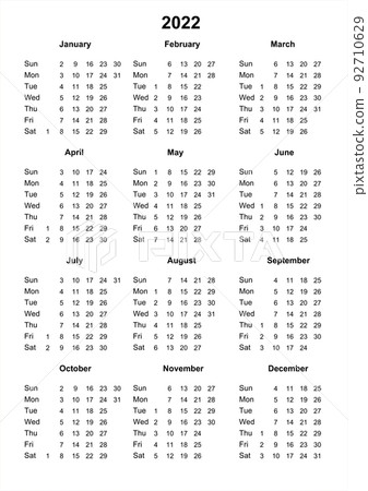 Calendar 2022. Printable calendar for 2022. Minimalist style 92710629