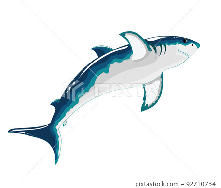 Shark on a white background. Flat vector illustration, color cheerful picture. Shark on a white background. Flat vector illustration, color cheerful picture. 92710734