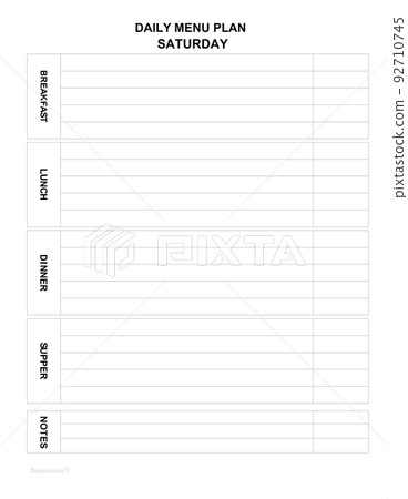 dayly menu plan for every day. family menu for today. minimalist list. Meal planner dayly menu plan for every day. family menu for today. minimalist list. Meal planner 92710745