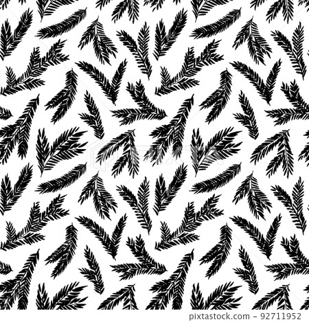 Hand drawn spruce branches vector seamless pattern - Stock Illustration ...