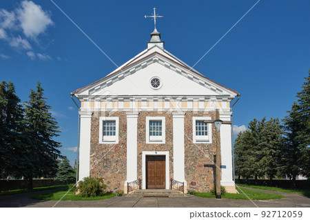 Old ancient catholic church of Saint Michael the Archangel in Porozovo, Grodno region, Belarus. Old ancient catholic church of Saint Michael the Archangel in Porozovo, Grodno region, Belarus. 92712059