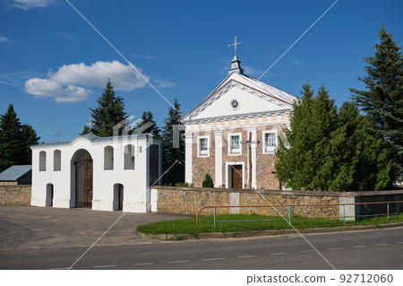 Old ancient catholic temple of St Michael the Archangel in Porozovo, Grodno region, Belarus. Old ancient catholic temple of St Michael the Archangel in Porozovo, Grodno region, Belarus. 92712060