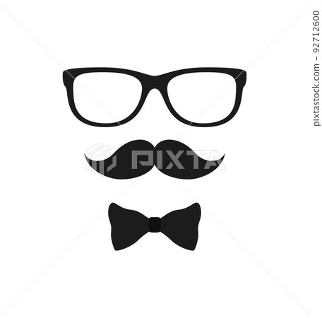 Mustache, Bow Tie, and Glasses isolated on white background 92712600