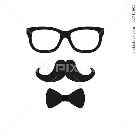 Mustache, Bow Tie, and Glasses isolated on white background 92712602