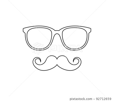 Coloring page with Mustache and Glasses for kids 92712659