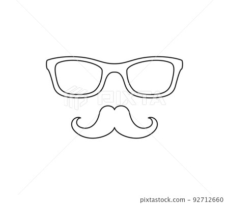 Coloring page with Mustache and Glasses for kids 92712660
