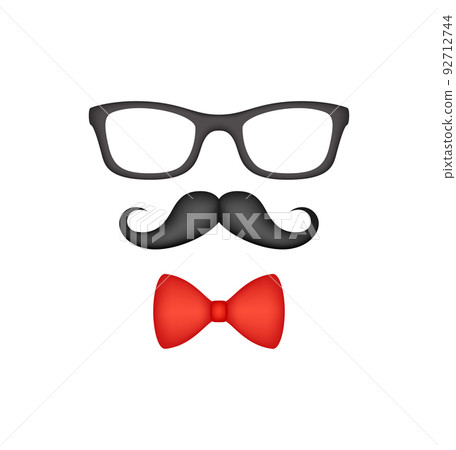 Mustache, Bow Tie, and Glasses isolated on white background 92712744