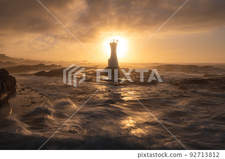 Minamiboso City, Chiba Prefecture Awa Shirahama Port Lighthouse at sunrise 92713812
