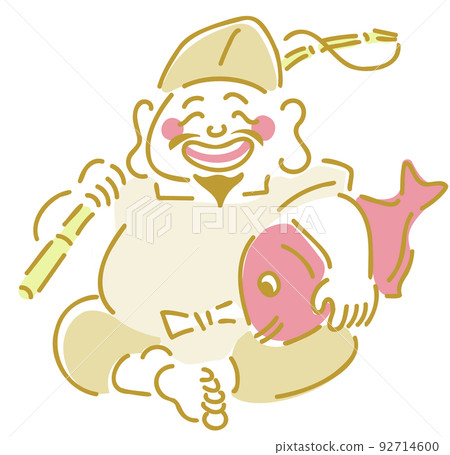 用魚竿拿著鯛魚的惠比壽 92714600