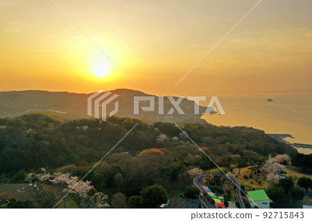 Aerial view of Lake Biwa from the roadside station Fujiju no Sato Adokawa 92715843