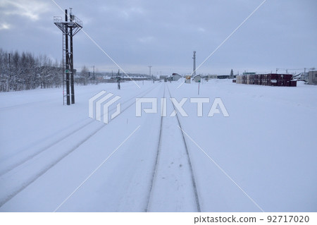 Scenery of the Soya Main Line from Asahikawa Station to Wakkanai Station in Hokkaido in December 2021 Scenery of the Soya Main Line from Asahikawa Station to Wakkanai Station in Hokkaido in December 2021 92717020