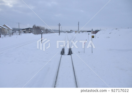 Scenery of the Soya Main Line from Asahikawa Station to Wakkanai Station in Hokkaido in December 2021 Scenery of the Soya Main Line from Asahikawa Station to Wakkanai Station in Hokkaido in December 2021 92717022