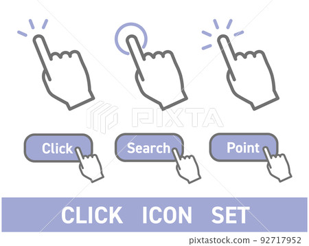 Button click finger icon set blue Button click finger icon set blue 92717952