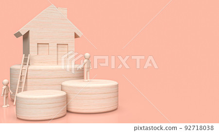 The wood home for property or construction concept 3d rendering 92718038