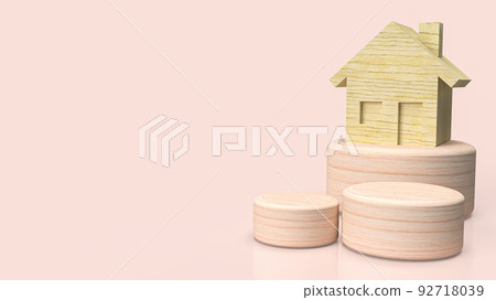 The wood home for property or construction concept 3d rendering 92718039