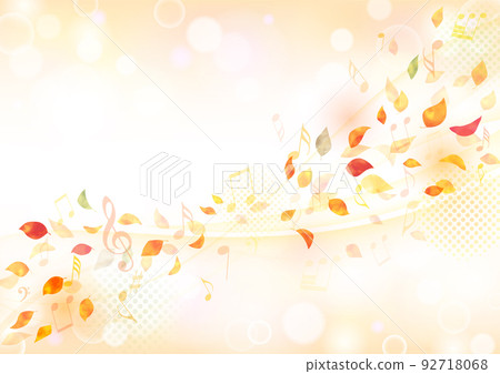 手繪、水彩、落葉框架設計和音符 手繪、水彩、落葉框架設計和音符 92718068