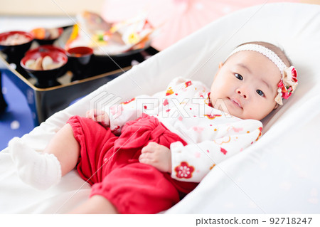 First meal 100 days celebration Commemorative photo baby 92718247