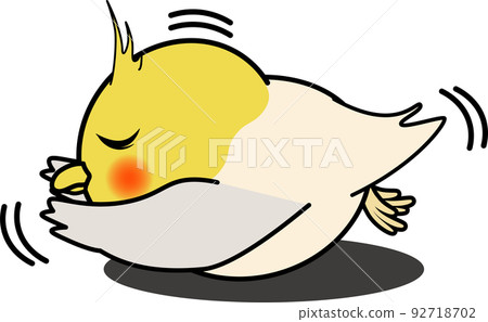 Cute cockatiel lying down and stretching its wings 92718702