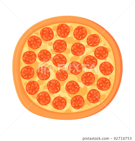 Cartoon traditional italian pepperoni pizza illustration. Fast food, junkfood concept. Isolated on white background Cartoon traditional italian pepperoni pizza illustration. Fast food, junkfood concept. Isolated on white background 92718753