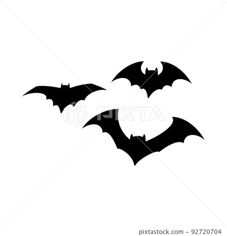 Set of black silhouettes for the holiday halloween. Bats fly. Festive decorations for an autumn October day. 92720704