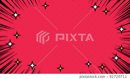 Black concentrated lines and sparkly pop wide frame red background 92720711