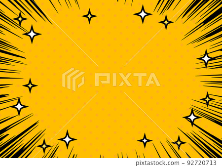 Black concentration line and sparkling pop frame yellow background 92720713