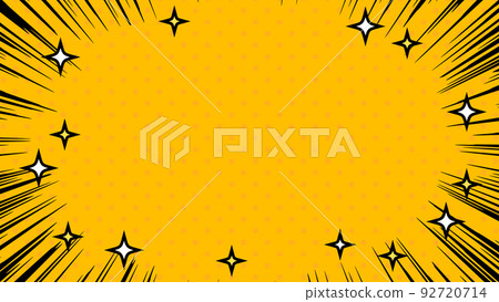 Black concentration line and sparkling pop wide frame yellow background 92720714