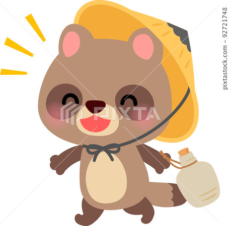 拿著清酒瓶的浣熊角色 拿著清酒瓶的浣熊角色 92721748