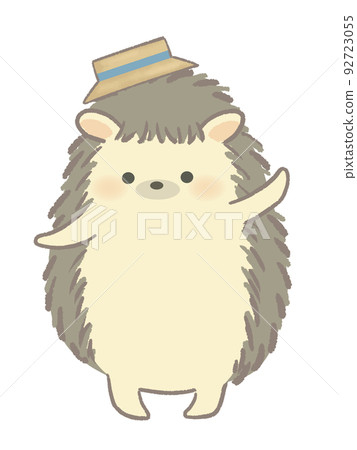 一隻手向上站立的刺猬的插圖 92723055