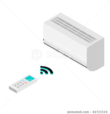 Operating the air conditioner with the remote control vector illustration Operating the air conditioner with the remote control vector illustration 92723319