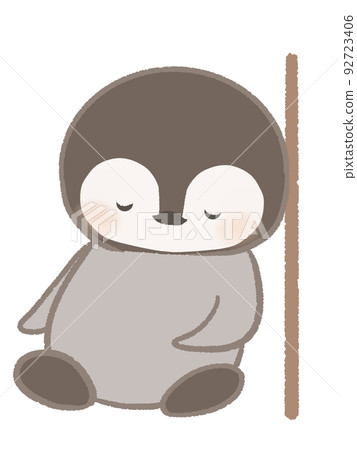 Illustration of a penguin sitting and sleeping 92723406