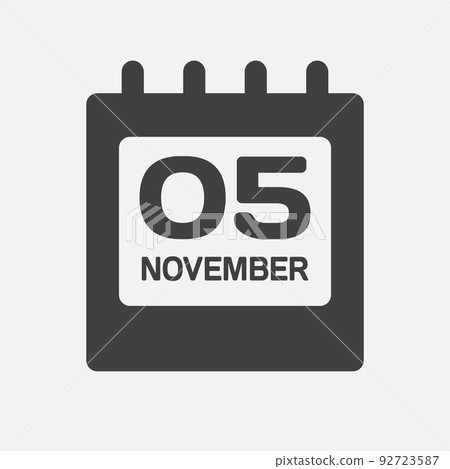 Icon day date 5 November, template calendar page 92723587