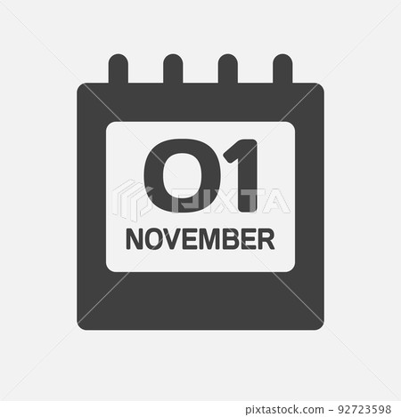 Icon day date 1 November, template calendar page 92723598