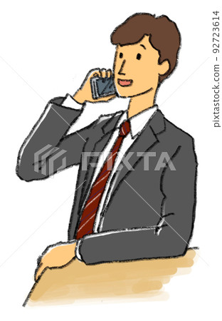 商人談話在智能手機 商人談話在智能手機 92723614