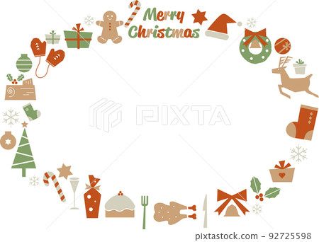 Oval frame for christmas illustration 92725598
