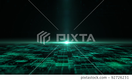 Digital cyberspace with particles, Technology digital matrix abstract background, 3d rendering 92726231