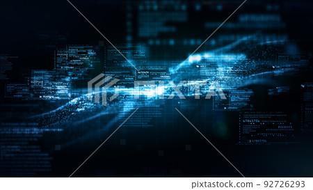 Digital Cyberspace with Particles and Digital Data Network Connections. High Speed Connection and Big Data Analysis, Technology Digital Matrix Abstract Background Concept. 3d rendering. Digital Cyberspace with Particles and Digital Data Network Connections. High Speed Connection and Big Data Analysis, Technology Digital Matrix Abstract Background Concept. 3d rendering. 92726293